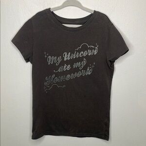 Dark Grey Hologram 'My Unicorn Ate My Homework' Kids T-Shirt